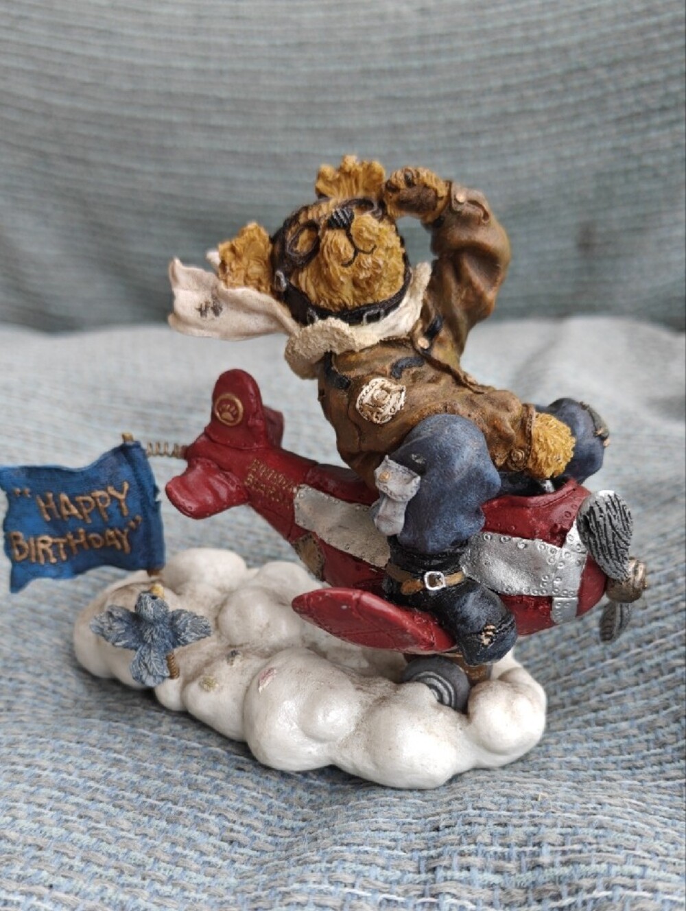 Boyds Bears "Ace Armstrong ...Flyin' High" Pilot Birthday "Bearstone" Figurine